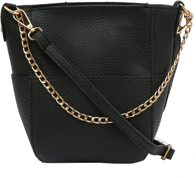 

Pepgirls Girls Evening/Party Black PU Sling Bag