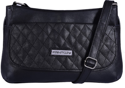 

Fantosy Women Casual Black Leatherette Sling Bag