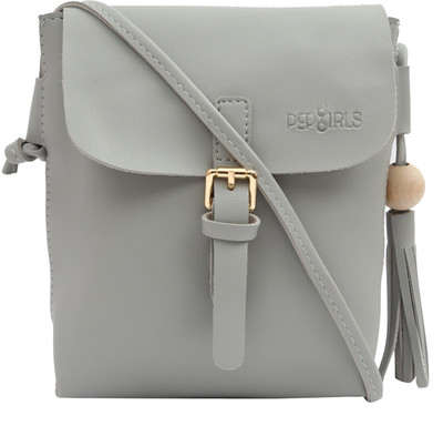 

Pepgirls Girls Casual Grey Leatherette Sling Bag
