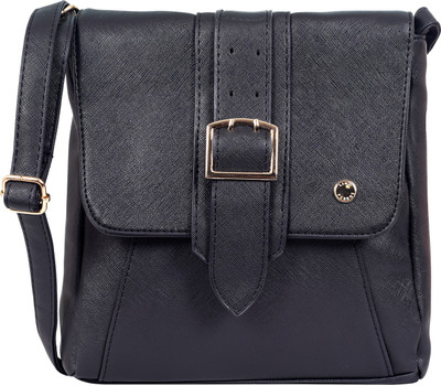 

Lino Perros Women Casual Black Leatherette Sling Bag