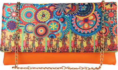 

Vivinkaa Women Evening/Party Orange Leatherette Clutch