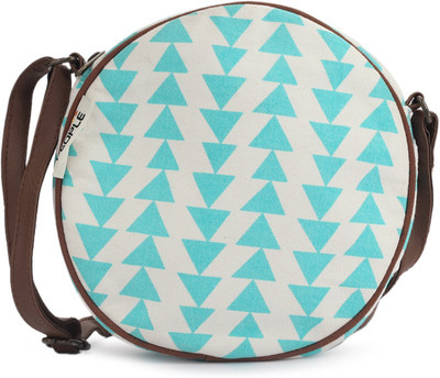 

People Women Casual White, Blue Canvas Sling Bag, Blue;white