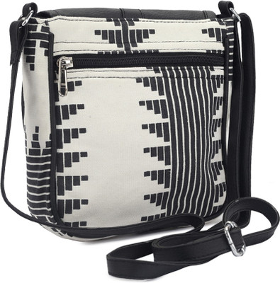 

People Women Casual Black, White Canvas Sling Bag