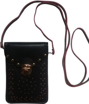 

DNS DESIGNER COLLECTION Girls Casual Black Leatherette Sling Bag