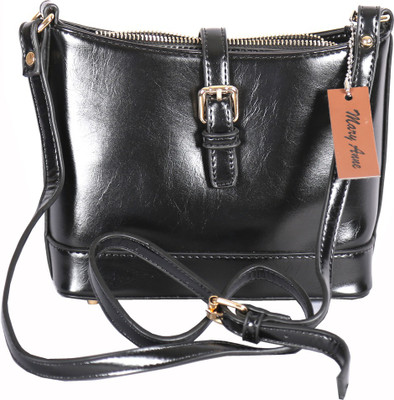 

Mary Anne Women Casual Black Leatherette Sling Bag