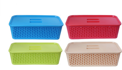 

CSM Set of 4 multipurpose basket with lid Storage Basket(Pack of 4)