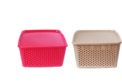

CSM CSM Set of 2 red & beige multipurpose baskets-Big Storage Basket(Pack of 2)