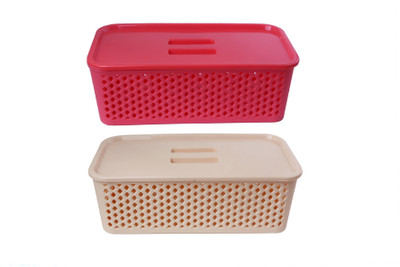 

CSM Set of 2 multipurpose basket with lid Storage Basket(Pack of 2)
