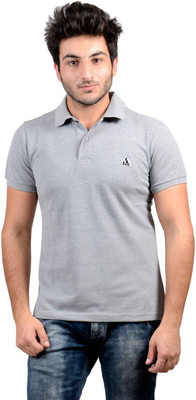 

DS WORLD Solid Men's Polo Neck Grey T-Shirt