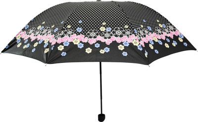 

Surpriam Black Polka Flowers Umbrella(Black)