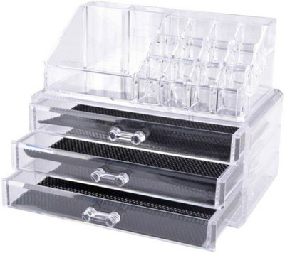 

Online World Makeup Cosmetic Jewelry Organizer Acrylic Box Makeup and Jewellery Vanity Box(Transparent)