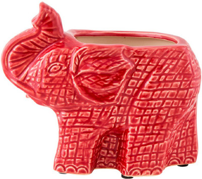 

Chumbak Elephant I Earthenware Vase(7 inch, Red)