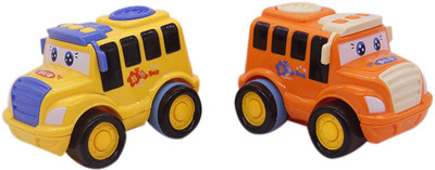 

Smiles Creation Cartoon faced Multicolour Attractive Push And Go Friction Power Baby Bus ( set of 2) toy for kids(Multicolor)