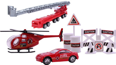 

Smiles Creation Die Cast Metal and Plastic Fire Set Toy for Kids(Multicolor)