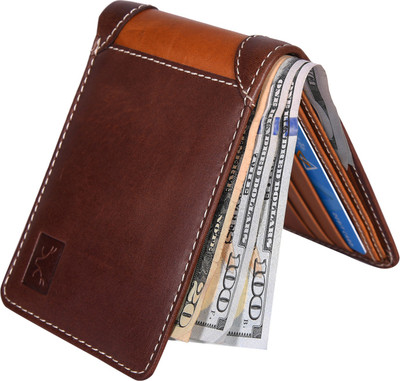 

Accezory Men Brown Genuine Leather Wallet(4 Card Slots), Brown;tan
