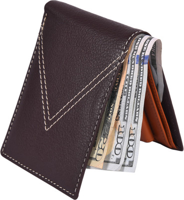 

Accezory Men Brown Genuine Leather Wallet(3 Card Slots), Brown;tan