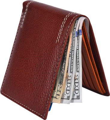 

Accezory Men Maroon Genuine Leather Wallet(16 Card Slots), Maroon;tan