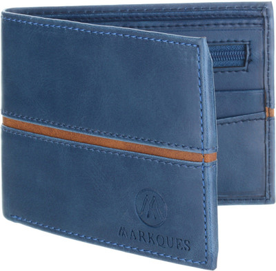 

MARKQUES Men Blue Artificial Leather Wallet(9 Card Slots)