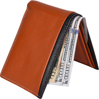 

Accezory Men Tan Genuine Leather Wallet(7 Card Slots), Tan;black