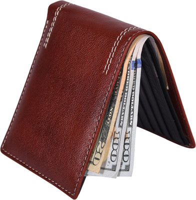 

Accezory Men Maroon Genuine Leather Wallet(16 Card Slots), Maroon;black