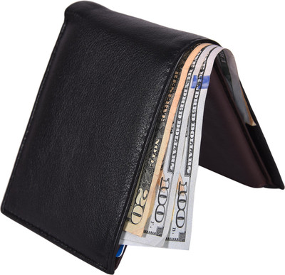 

Accezory Men Black Genuine Leather Wallet(6 Card Slots), Black;brown_1