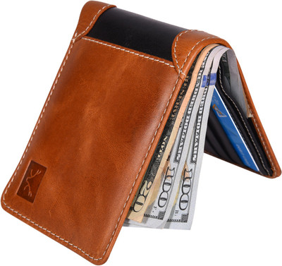 

Accezory Men Tan Genuine Leather Wallet(4 Card Slots), Tan;black