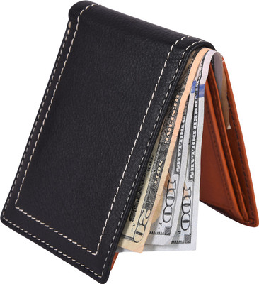 

Accezory Men Black Genuine Leather Wallet(9 Card Slots), Black;tan