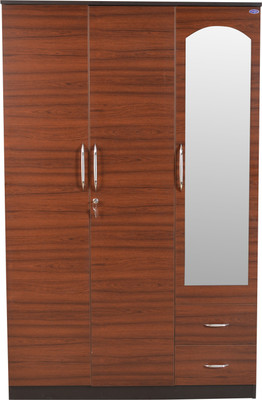 

Crystal Furnitech Ritz Engineered Wood 3 Door Wardrobe(Finish Color - Burma Teak & Wenge, Mirror Included)