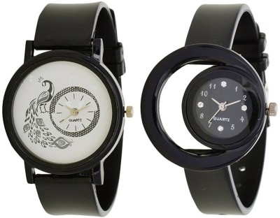 Miss Perfect Moon Black and peacock Black Fancy Pu Girl Watch Watch  - For Women   Watches  (Miss Perfect)