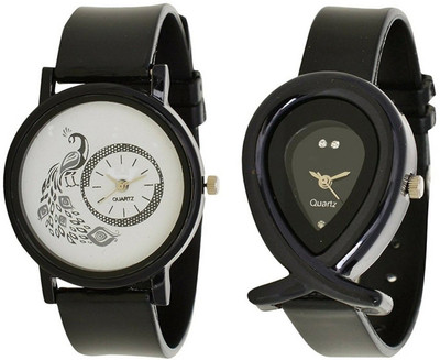 

Miss Perfect peacock Print Dial and Fish Black Pu Sexy Girl Watch Watch - For Women