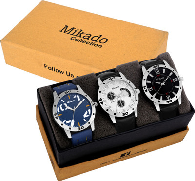 

Mikado Delight fashion Analog watch combo set for men's and boy's(Pack of 3,Casual+Partywedding+Formal Watches set) Watch - For Men