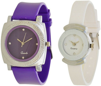 

Miss Perfect Square Purple and White Small Dial Love Girl Watch Watch - For Women