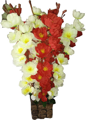 

KAYKON Best Peach Blossom Multicolor Orchids Artificial Flower with Pot(17 inch, Pack of 1)