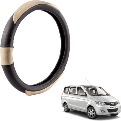 Autofy Steering Cover For Chevrolet Enjoy(Black, Leather)