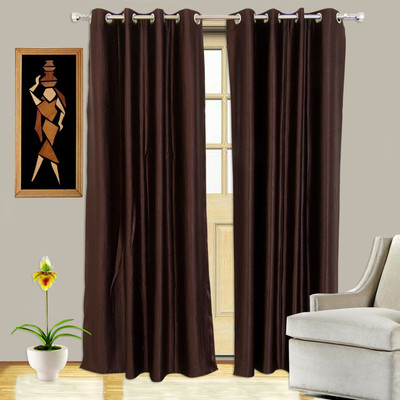 

Snuggle 215 cm (7 ft) Polyester Door Curtain (Pack Of 2)(Plain, Brown)