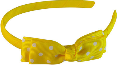 

Sarah Sarah Yellow with White Polka Dot Double Bow Headband for Girls Hair Band(Yellow)