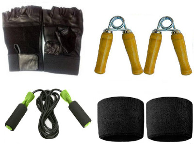 

Kyachaiyea Gym Gloves + Skipping Rope + Hand Gripper & Wrist Band Gym & Fitness Kit