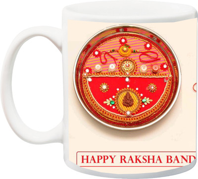 

ME&YOU Raksha Bandhan GiftRaksha Bandhan Gift for Brother/Bro/Bhai; happy raksha bandhan pink BC printed Ceramic Mug(325 ml), Multicolor