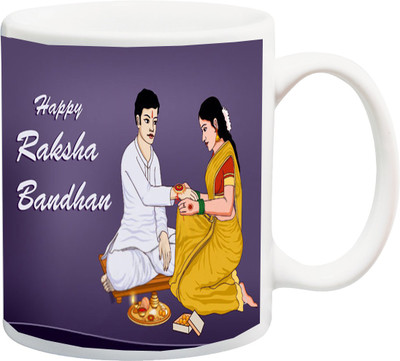 

ME&YOU Raksha Bandhan Gift for Brother/Bro/Bhai; Happy Rakhi with Sweet Printed Ceramic Mug(325 ml), Multicolor