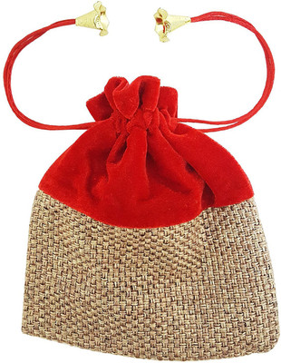 

Mehrunnisa (8 X 6.5 Inch) Shagun High Quality Potli Pouch In Velvet & Jute Pouch(Red)