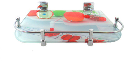 

RoyaL Indian Craft Hard Chrome Bracket Apple Printed Multipurpose Glass Wall Shelf(Number of Shelves - 1, Multicolor)