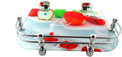 

RoyaL Indian Craft Hard PVC Bracket Red Apple Special Double Rod Multipurpose Glass Wall Shelf(Number of Shelves - 1, Multicolor)