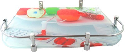 

RoyaL Indian Craft Brass F Bracket Apple Printed Multipurpose Glass Wall Shelf(Number of Shelves - 1, Multicolor)