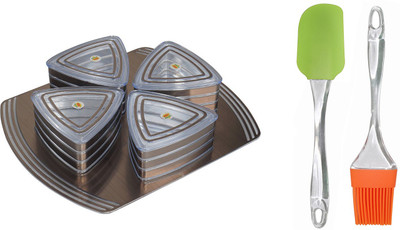 

FABLE Atlanta Festive Dry Fruits/Desserts/Diwali Snacks- 4 Containers with lids and 1 Tray - Grey Bowl Tray Serving Set(Pack of 1)