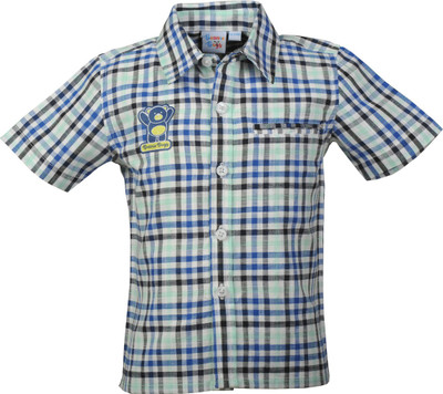 Beanie Bugs Boys Checkered Casual Green Shirt available at flipkart for Rs.254