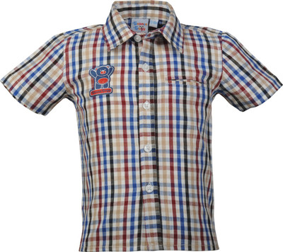 Beanie Bugs Boys Checkered Casual Maroon Shirt available at flipkart for Rs.254