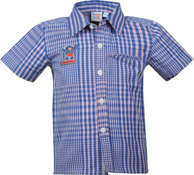 Beanie Bugs Boys Checkered Casual Blue Shirt available at flipkart for Rs.249