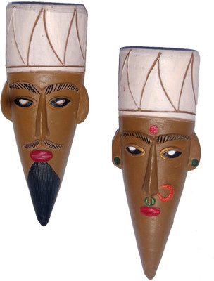 

Rasoh village ahnd artz decorative tribal wall hanging cum vase multi utility mask Decorative Showpiece - 25 cm(Terracotta, Brown)