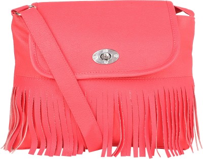 

Fairdeals Women Casual Pink PU Sling Bag