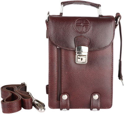 

JL Collections Men Formal Brown Genuine Leather Shoulder Bag